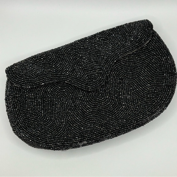 VINTAGE Handmade, hand beaded, black clutch. Made in Belgium, by Walborg - Picture 2 of 14